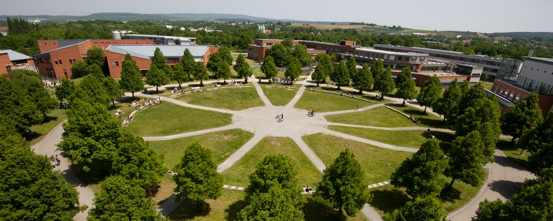 Luftaufnahme des Rondells der Uni Bayreuth